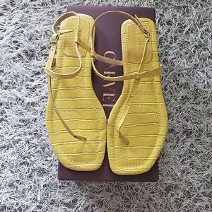 Carvela Yellow Croc Print Sandals, Size 8.5/39